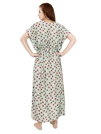 Veshvilla Women's Print Regular Kaftan Maxi Nighty (Cherry, Light Green)-thumb1