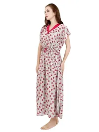 Veshvilla Women's Print Regular Kaftan Maxi Nighty (Cherry, Grey)-thumb3