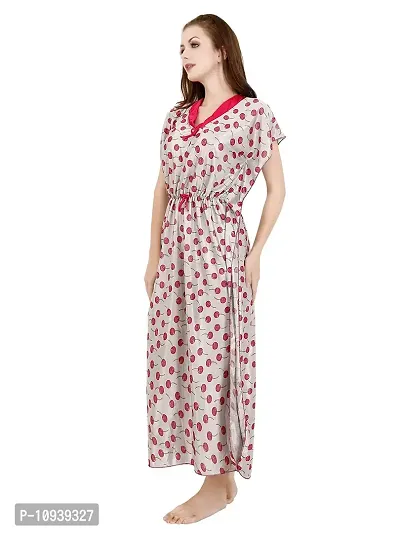 Veshvilla Women's Print Regular Kaftan Maxi Nighty (Cherry, Grey)-thumb4