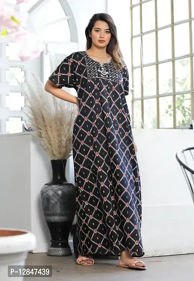 Embroidery Cotton Printed Nighty/Gown-thumb4