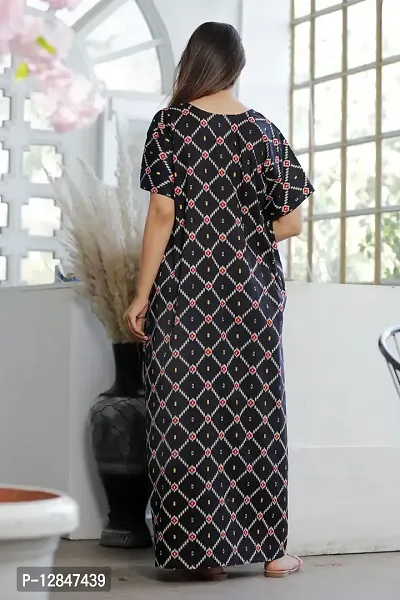Embroidery Cotton Printed Nighty/Gown-thumb2