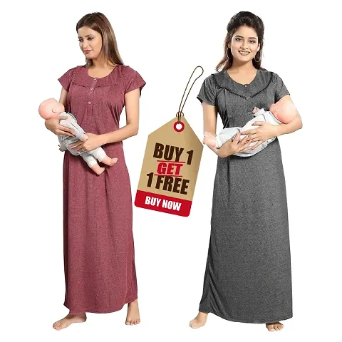 Stylish Women Feeding/Maternity Nighty Pack of 2