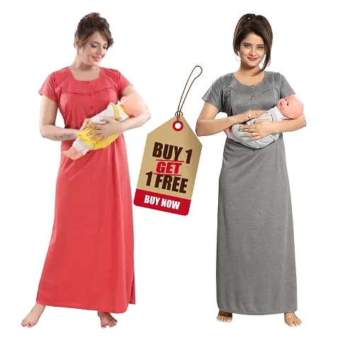 Stylish Women Feeding/Maternity Nighty Pack of 2