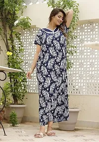 Blue Satin Printed Nightwear For Women-thumb2