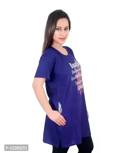 Stylish Fancy Cotton Blend Printed Long T-Shirts For Women-thumb3