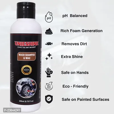 UNIESHINE 200ML Car wash shampoo  wax with microfiber cloth-thumb3
