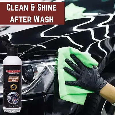 UNIESHINE 200ML Car wash shampoo  wax with microfiber cloth-thumb5