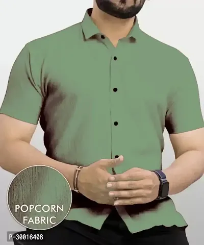 Stylish Green Polyester Solid Casual Shirt For Men