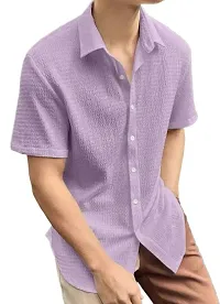 Stylish Purple Polycotton Solid Casual Shirt For Men-thumb1
