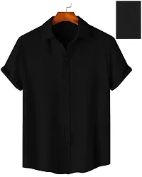 Stylish Black Polycotton Solid Casual Shirt For Men-thumb4