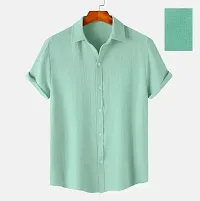 Stylish Green Polycotton Solid Casual Shirt For Men-thumb3