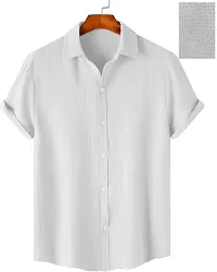 Stylish White Polycotton Solid Casual Shirt For Men-thumb2