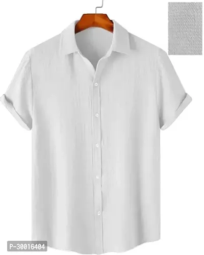 Stylish White Polycotton Solid Casual Shirt For Men-thumb3