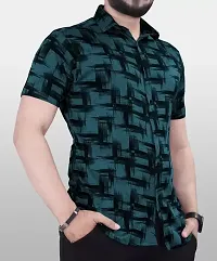 Stylish Green Silk Blend Printed Casual Shirt For Men-thumb4