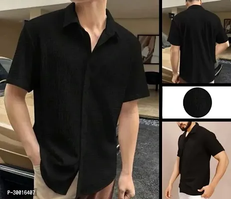 Stylish Black Polycotton Solid Casual Shirt For Men