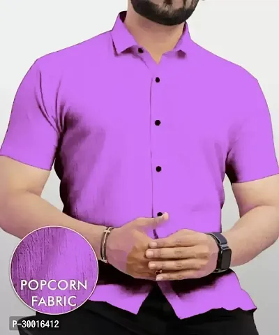 Stylish Purple Polyester Solid Casual Shirt For Men