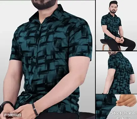 Stylish Green Silk Blend Printed Casual Shirt For Men-thumb0