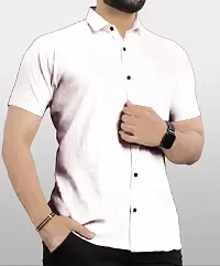 Stylish White Polyester Solid Casual Shirt For Men-thumb1