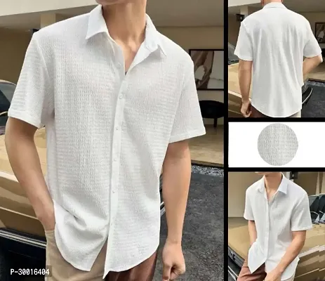 Stylish White Polycotton Solid Casual Shirt For Men-thumb0