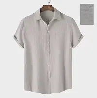 Stylish Grey Polycotton Solid Casual Shirt For Men-thumb3