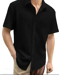 Stylish Black Polycotton Solid Casual Shirt For Men-thumb2