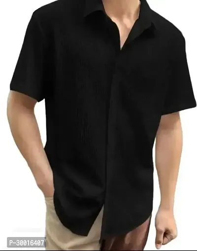 Stylish Black Polycotton Solid Casual Shirt For Men-thumb3