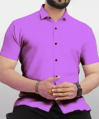 Stylish Purple Polyester Solid Casual Shirt For Men-thumb1