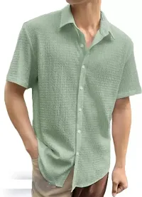 Stylish Green Polycotton Solid Casual Shirt For Men-thumb4