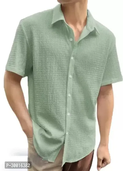 Stylish Green Polycotton Solid Casual Shirt For Men-thumb5