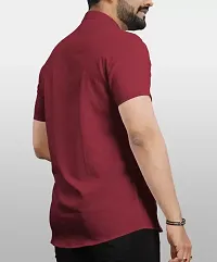 Men Regular Fit Solid Spread Collar Casual  Popcorn Shirt-thumb3