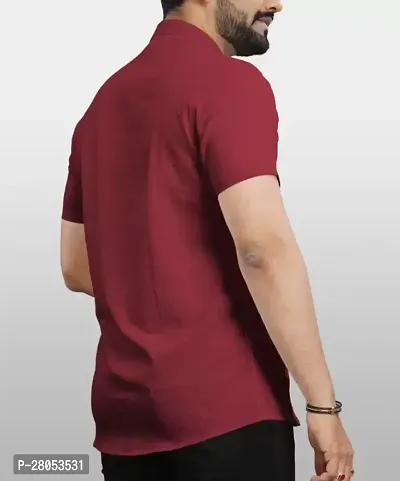 Men Regular Fit Solid Spread Collar Casual  Popcorn Shirt-thumb4