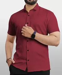 Men Regular Fit Solid Spread Collar Casual  Popcorn Shirt-thumb4