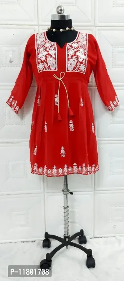 Classic Georgette Embroidered Short Kurtis for Women-thumb3