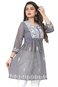 HOT  SELLING  Staylish Trendy  Fox Georgette Fabric With Beautifull Embroidery Work Kurti For Women  Girls-thumb2