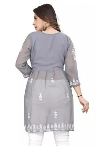 Staylish Trendy  Fox Georgette Fabric With Beautifull Embroidery Work Kurti For Women  Girls-thumb2