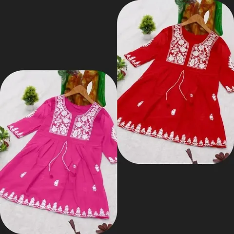 Fancy Georgette Embroidery Short Kurtis Pack Of 2