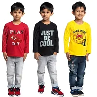 Trendy Full Sleeve Printed T-shirts Combo For Baby Boys Pack of 3-thumb2
