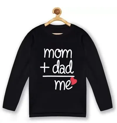 PrintEasy? Mom+Dad=Me Cotton Round Neck Long Sleeves Unisex Kids T-Shirt for Boys & Girls
