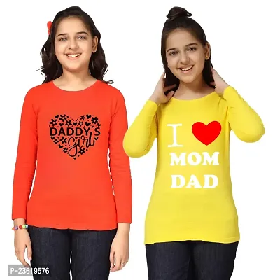 Trendy Girls Printed Fullsleeve Tshirts Pack of 2