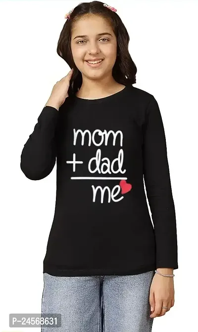 Girls Mom dad me Printed Fullsleeve Tshirt