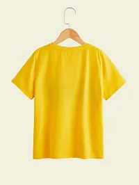 Fancy Girls Smile Printed Yellow Tshirt-thumb1