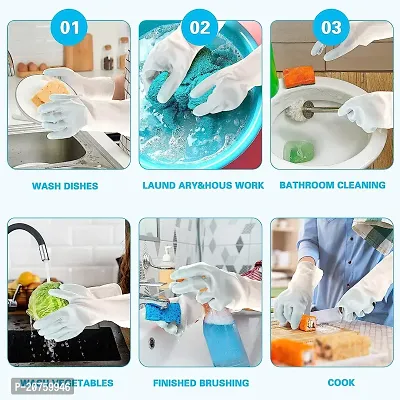 Natural Rubber Dish Washing Kitchen Bathroom Toilet Cleaning Safety Hand Gloves G-38-thumb5