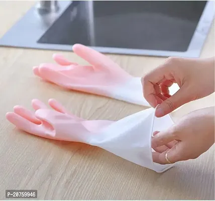 Natural Rubber Dish Washing Kitchen Bathroom Toilet Cleaning Safety Hand Gloves G-38