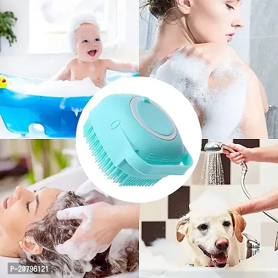 Pet Grooming Bath Massage Brush with Soap and Shampoo Dispenser Soft Silicone Bristle for Long Short Haired Dogs Cats Shower B-14-thumb4