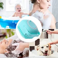 Pet Grooming Bath Massage Brush with Soap and Shampoo Dispenser Soft Silicone Bristle for Long Short Haired Dogs Cats Shower B-2-thumb3