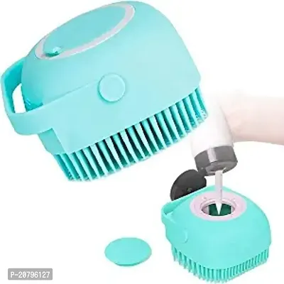Pet Grooming Bath Massage Brush with Soap and Shampoo Dispenser Soft Silicone Bristle for Long Short Haired Dogs Cats Shower B-19