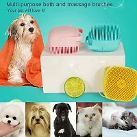 Pet Grooming Bath Massage Brush with Soap and Shampoo Dispenser Soft Silicone Bristle for Long Short Haired Dogs Cats Shower B-41-thumb4