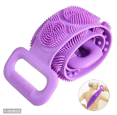 Silicone Bath Body Back Scrubber for Shower, 30 Inches Long Scrubber Belt, Deep Clean  Exfoliating Silicone body shower brush, Double Side Strap, Spa Massage B-51-thumb0