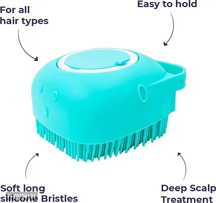 Pet Grooming Bath Massage Brush with Soap and Shampoo Dispenser Soft Silicone Bristle for Long Short Haired Dogs Cats Shower B-39