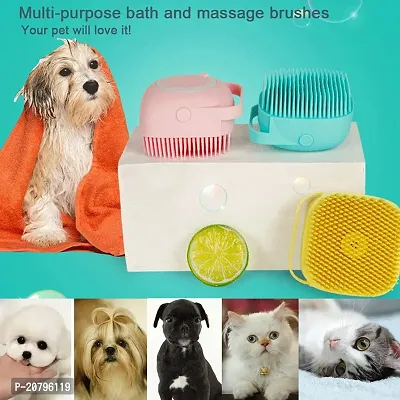Pet Grooming Bath Massage Brush with Soap and Shampoo Dispenser Soft Silicone Bristle for Long Short Haired Dogs Cats Shower B-13-thumb5